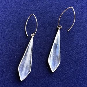 Long white crystal drop earrings with silver loops